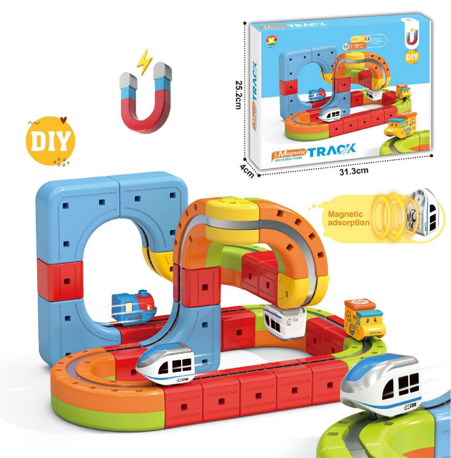 Build, Connect & Watch It Go – Magnetic Cube Rail Track Play Set