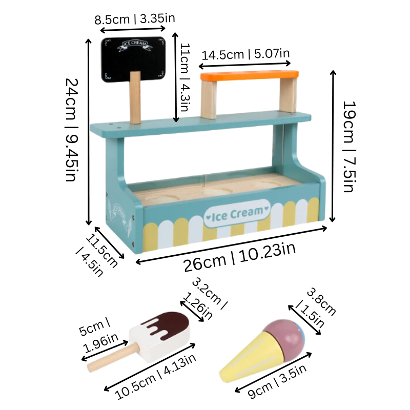 Ice Artist – Montessori Wooden Ice Cream Stand Play Set for Creative Role Play