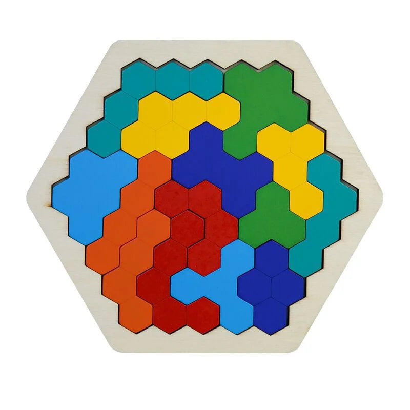 Montessori Hexagon Block Puzzle – Creative Learning Through Play