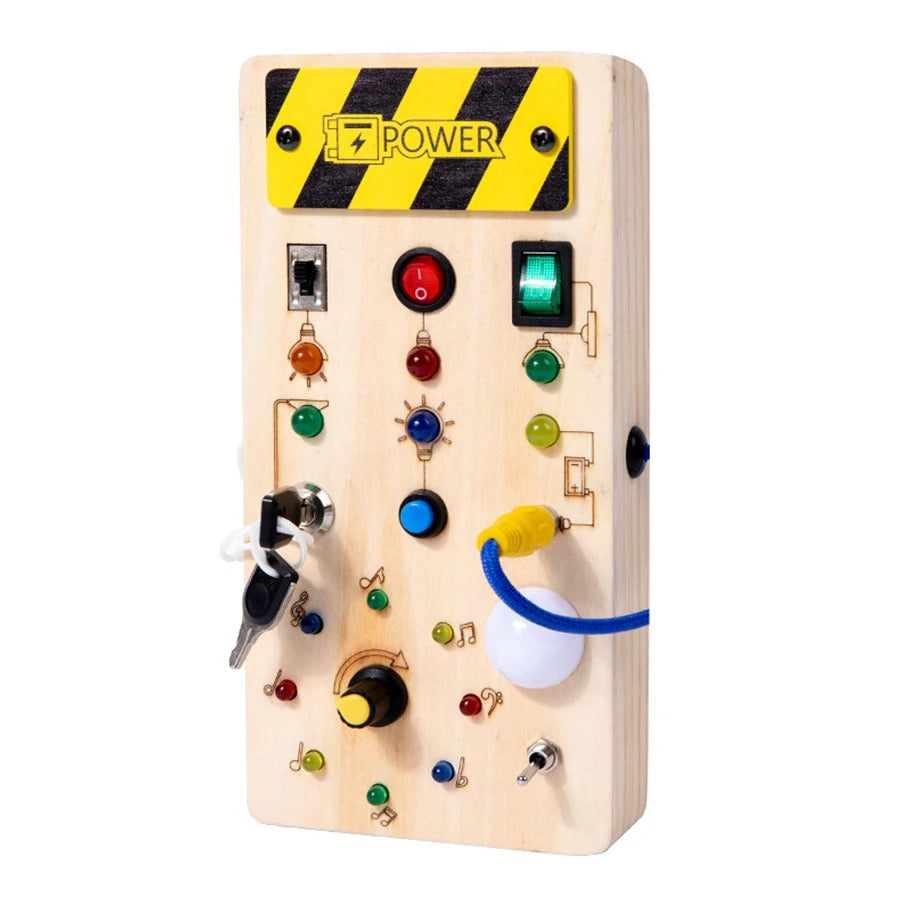 Montessori Wooden Activity Board – Learn Through Light, Switches & Curiosity
