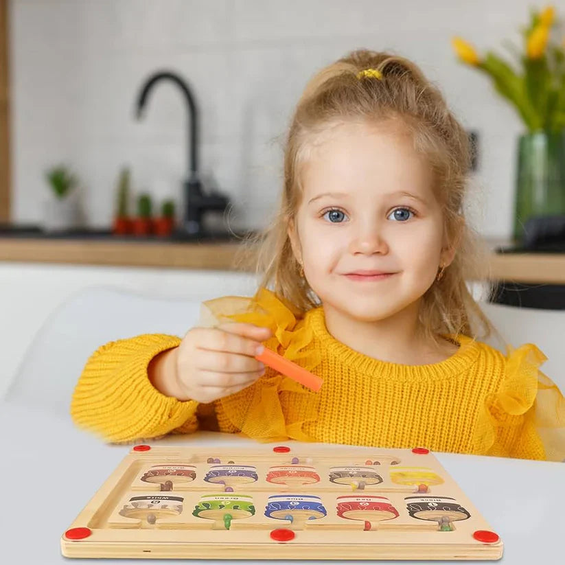 Montessori Magnetic Maze Board – Educational Colour & Number Learning Game