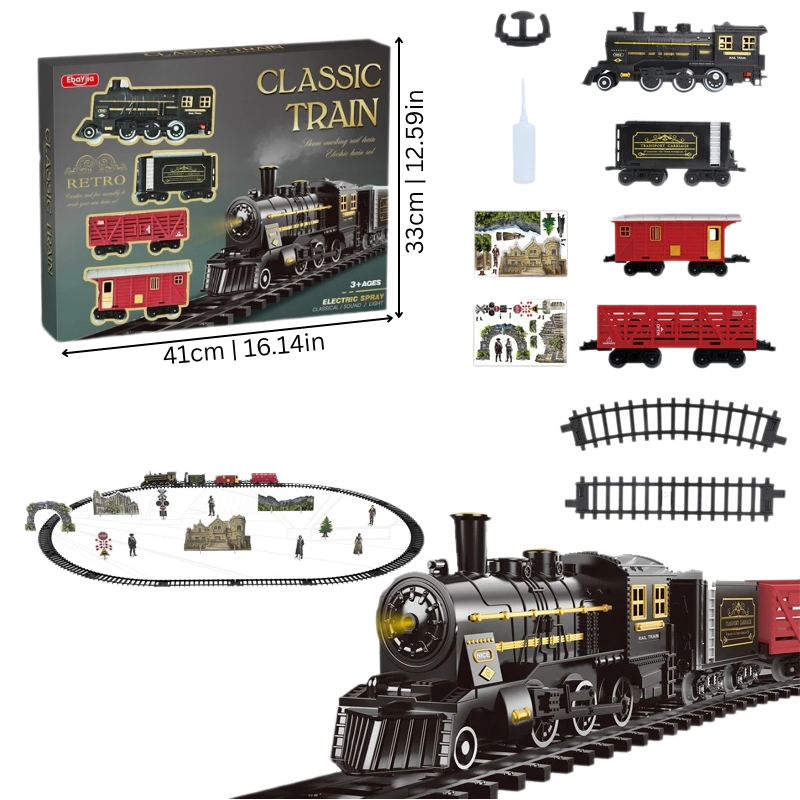 Nostalgia Railway Set – Classic Electric Train With Lights, Sound & Steam Effect