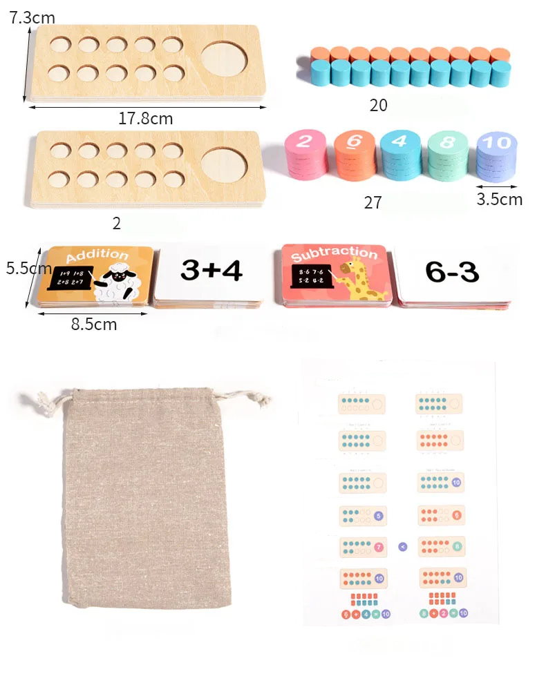 Montessori Maths & Colour Matching Wooden Puzzle – Educational Learning Toy For Preschoolers