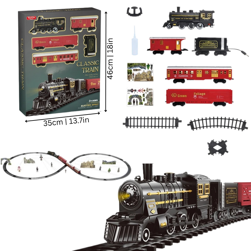 Nostalgia Railway Set – Classic Electric Train With Lights, Sound & Steam Effect