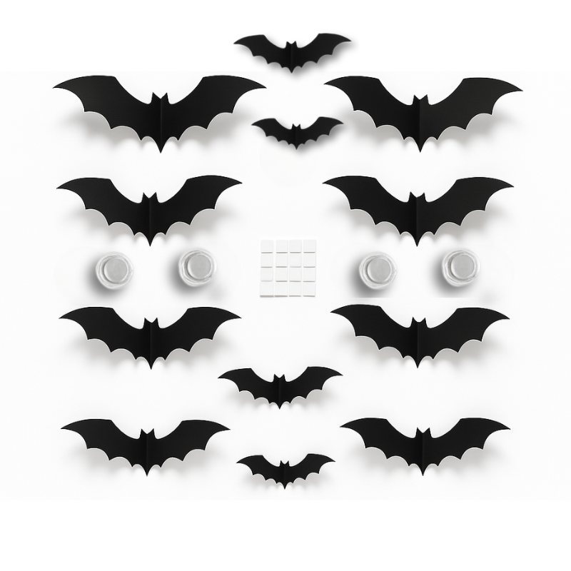 LED 3D Halloween Bat Decorations – Spooky Light-Up Wall Set