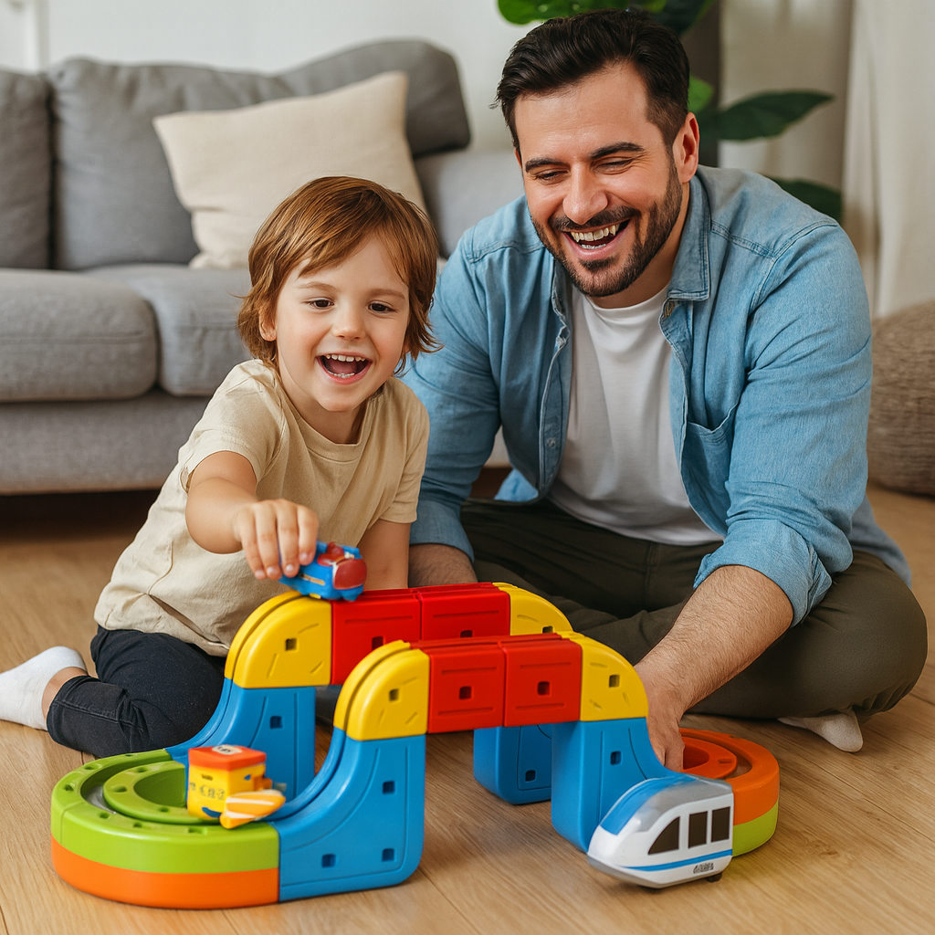 Build, Connect & Watch It Go – Magnetic Cube Rail Track Play Set
