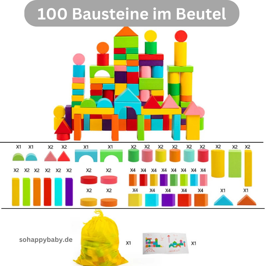 Wooden Building Blocks Set – Educational Montessori Learning & Creative Play Toy