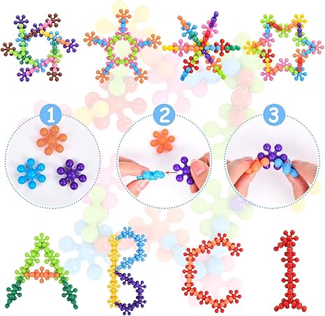Montessori Snowflake Building Blocks Set – Creative STEM Construction & Learning Toy For Kids