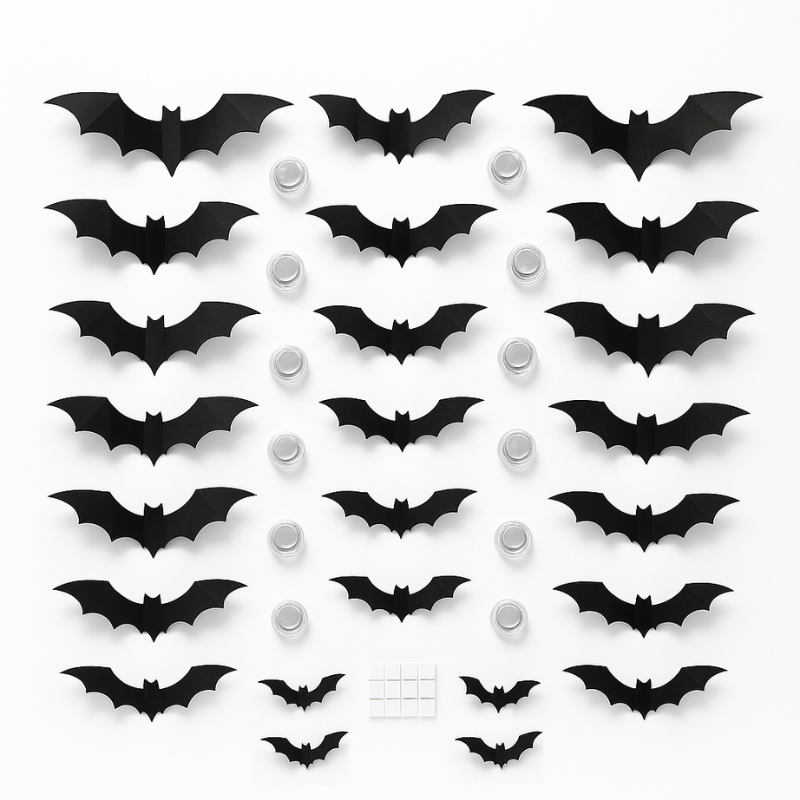 LED 3D Halloween Bat Decorations – Spooky Light-Up Wall Set