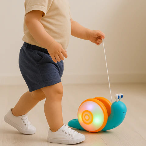 Musical Pull-Along Snail Toy For Early Walking Fun