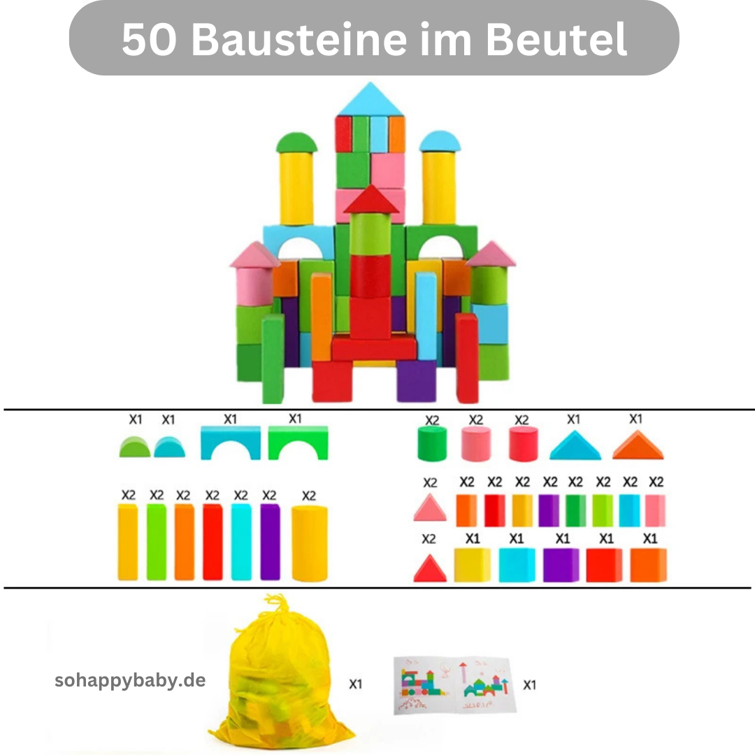 Wooden Building Blocks Set – Educational Montessori Learning & Creative Play Toy