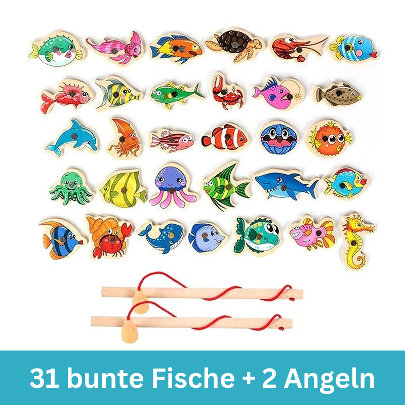 Montessori Wooden Magnetic Fishing Game for Kids – Learning Toy with Fish & Fishing Rods