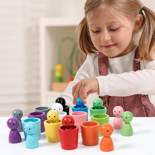 Montessori Colour Sorting Cups Wooden Learning Game – Early Learning Made Fun