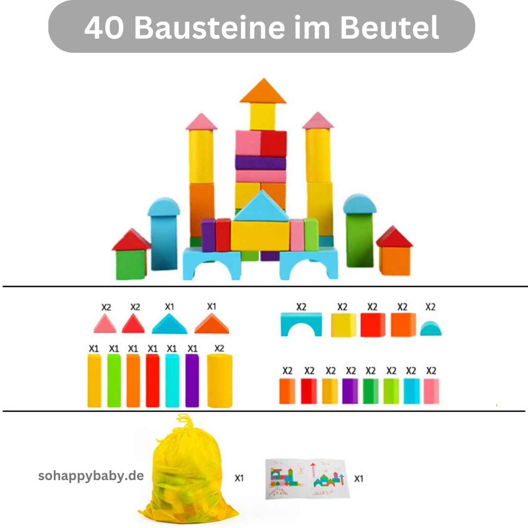 Wooden Building Blocks Set – Educational Montessori Learning & Creative Play Toy