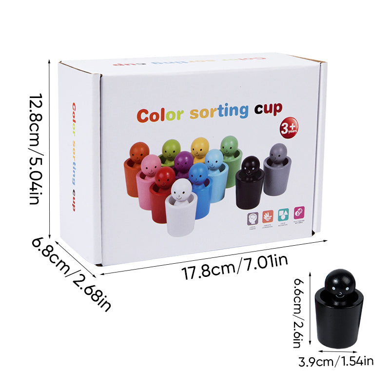 Montessori Colour Sorting Cups Wooden Learning Game – Early Learning Made Fun