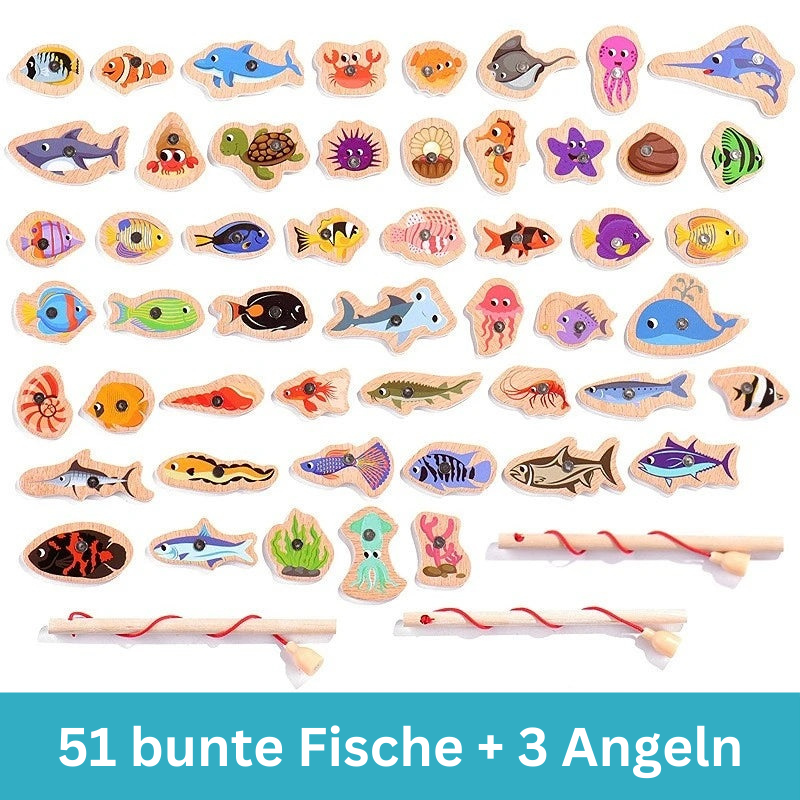 Montessori Wooden Magnetic Fishing Game for Kids – Learning Toy with Fish & Fishing Rods