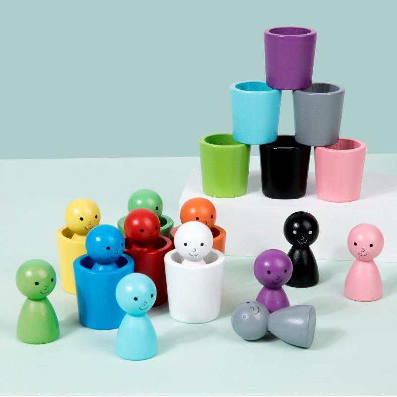 Montessori Colour Sorting Cups Wooden Learning Game – Early Learning Made Fun