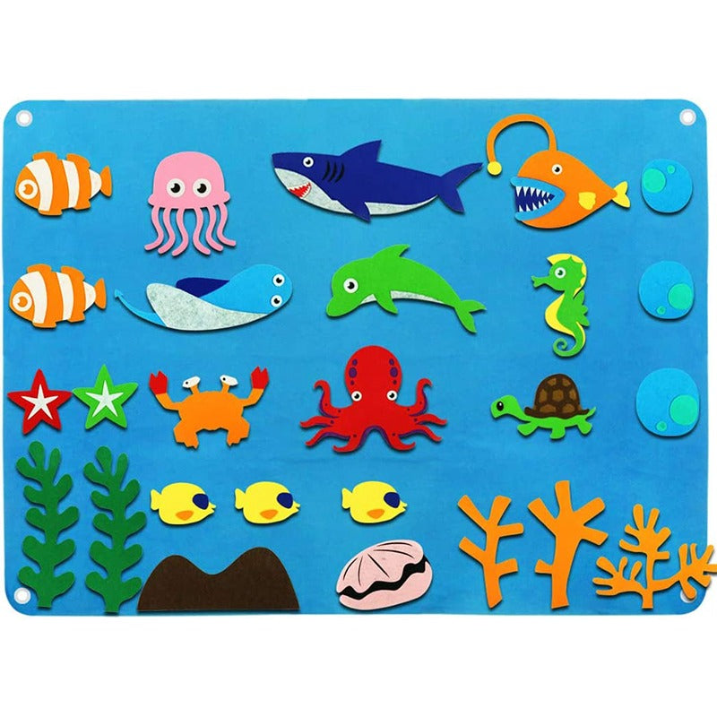 Interactive Felt Adventure Set for Children – Zoo, Farm, Underwater & Space Learning Play