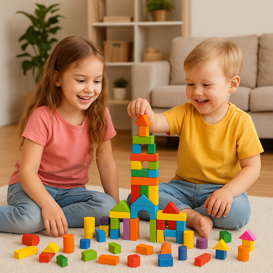 Wooden Building Blocks Set – Educational Montessori Learning & Creative Play Toy