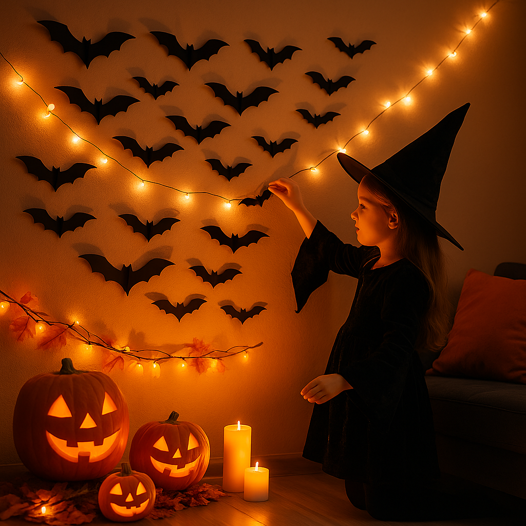 LED 3D Halloween Bat Decorations – Spooky Light-Up Wall Set