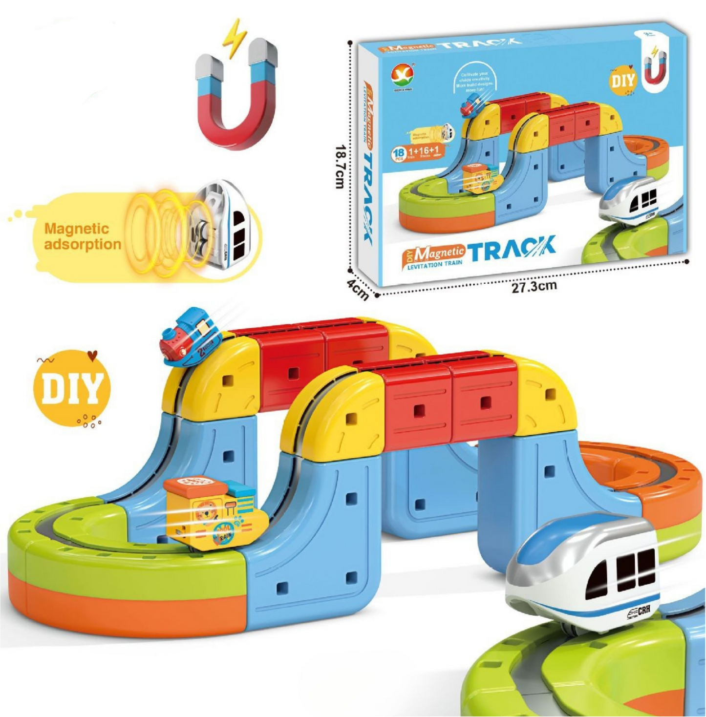 Build, Connect & Watch It Go – Magnetic Cube Rail Track Play Set
