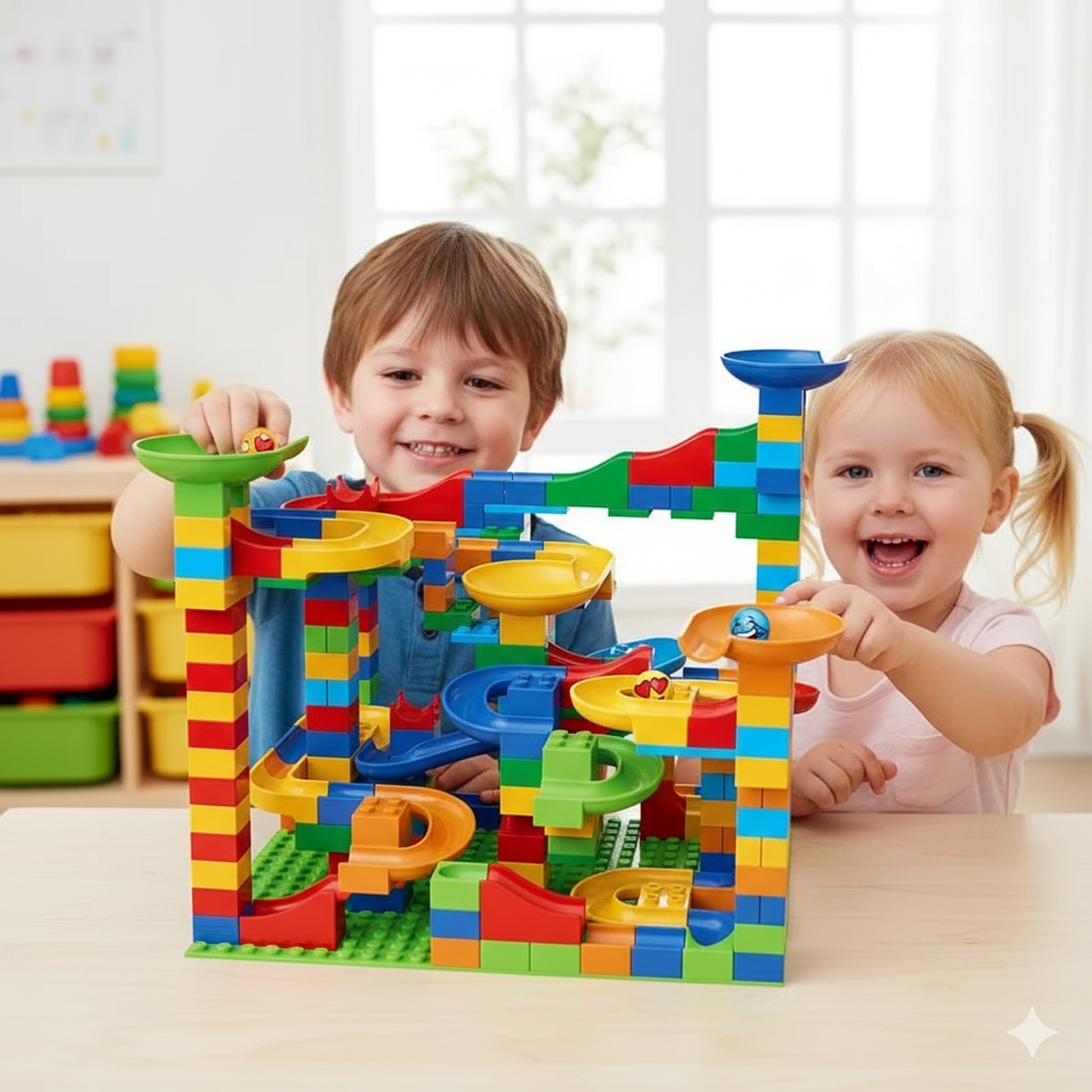 Build & Slide Adventure Set – Creative Construction Play With Blocks, Tracks & Ramps