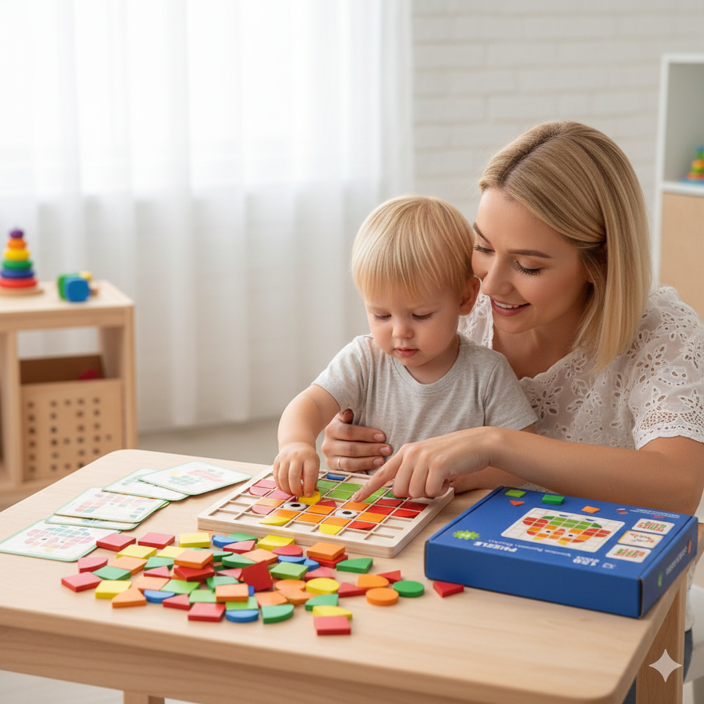 Puzzle Garden – Montessori Wooden Shape & Colour Learning Puzzle Set