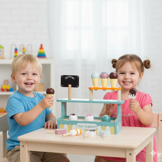 Ice Artist – Montessori Wooden Ice Cream Stand Play Set for Creative Role Play