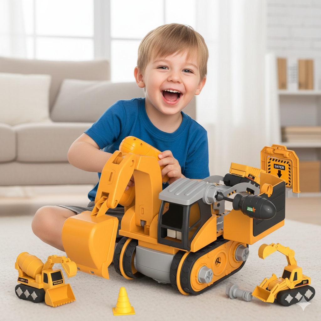 Build, Create & Construct – The Ultimate 4-in-1 Mega Excavator Adventure Set