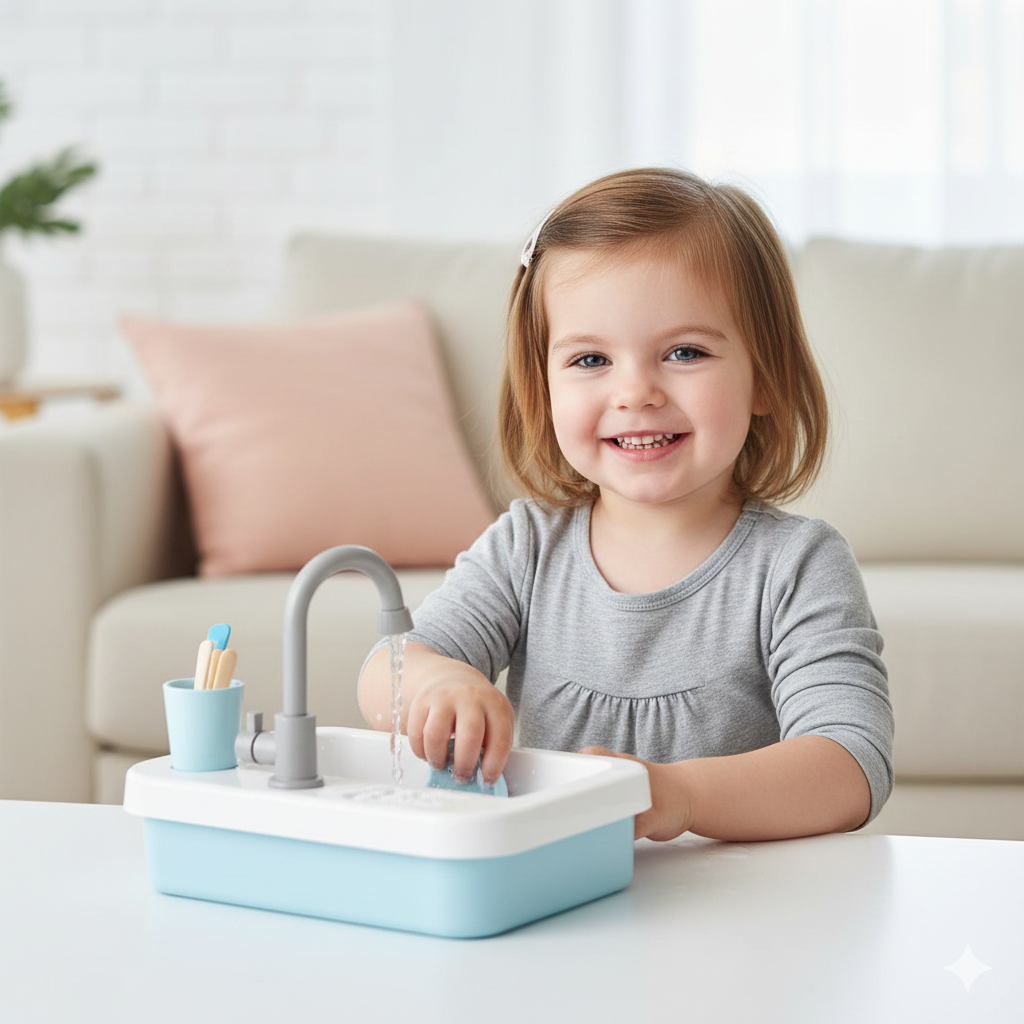 Mini Sink Play Set – Interactive Kids Pretend Kitchen Sink with Running Water Fun