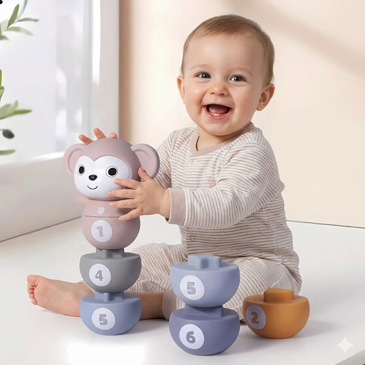 Stack, Knock & Learn – The Ultimate 3-in-1 Sensory Animal Stacking Toy Set
