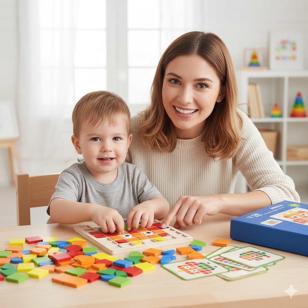 Puzzle Garden – Montessori Wooden Shape & Colour Learning Puzzle Set