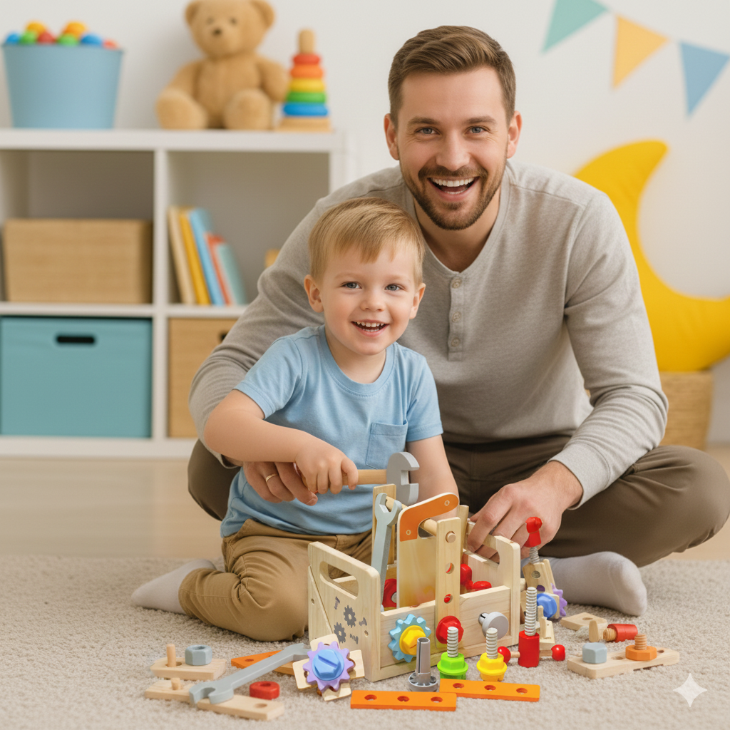 Wooden Tool Set for Creative Little Builders