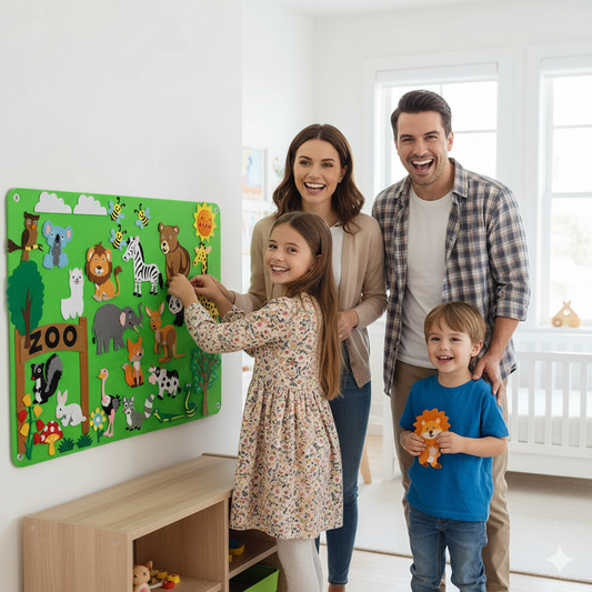 Interactive Felt Adventure Set for Children – Zoo, Farm, Underwater & Space Learning Play