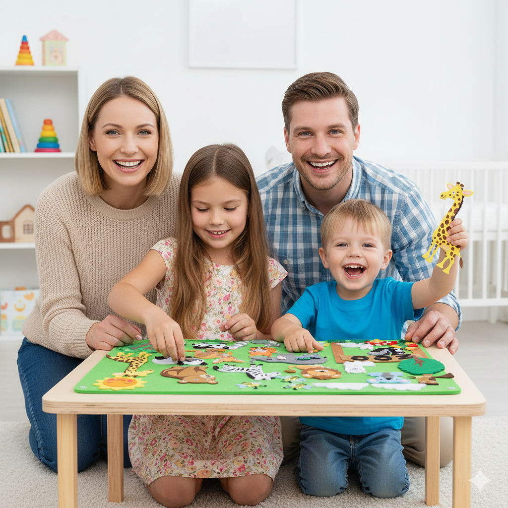 Interactive Felt Adventure Set for Children – Zoo, Farm, Underwater & Space Learning Play