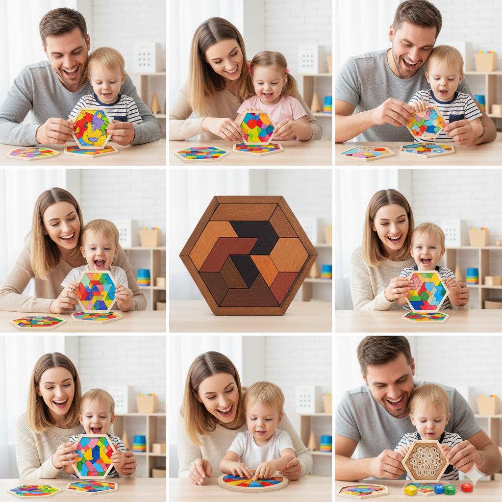 Montessori Hexagon Block Puzzle – Creative Learning Through Play