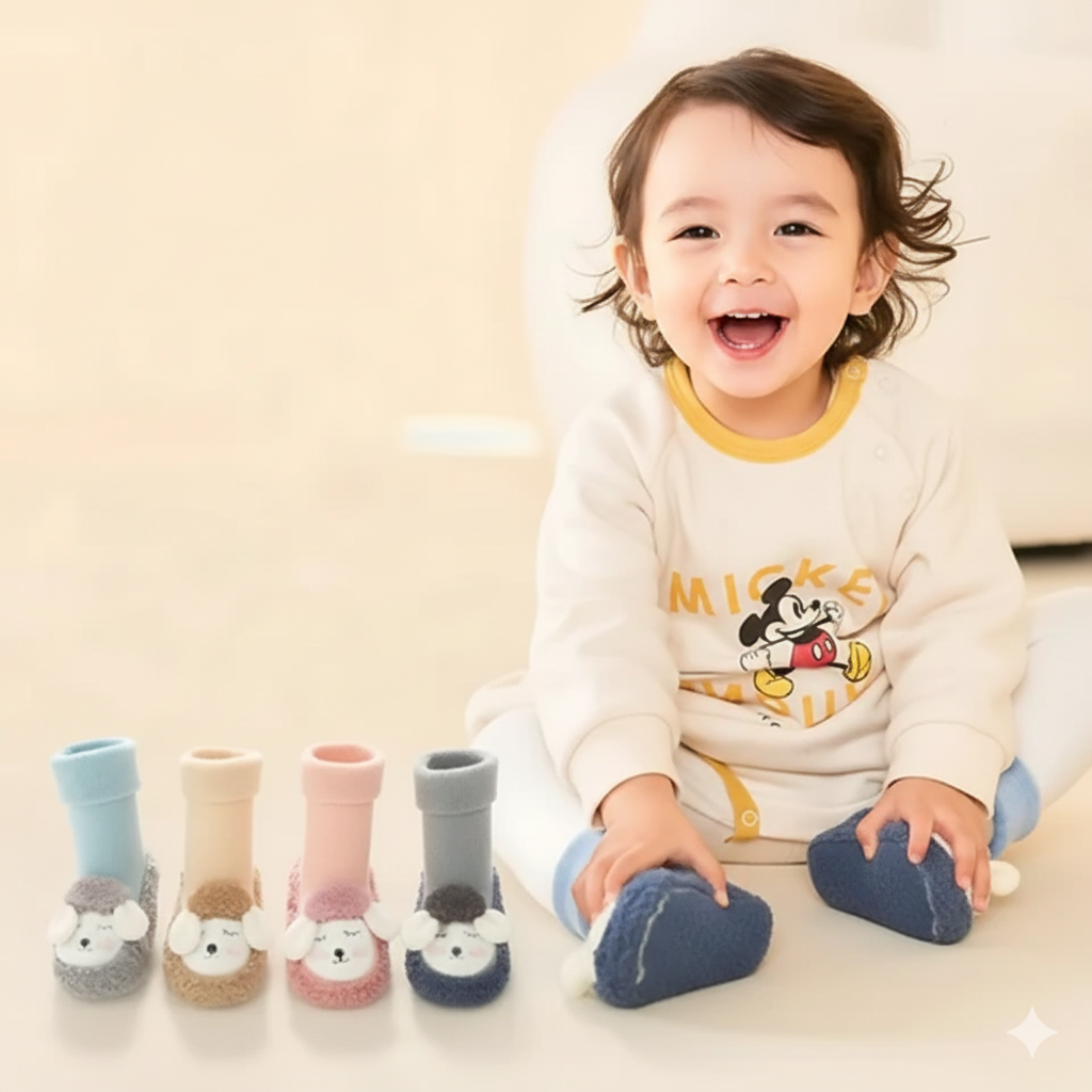 Cozy Paw Baby Plush Shoes - Soft Non-Slip Cartoon Booties for Babies