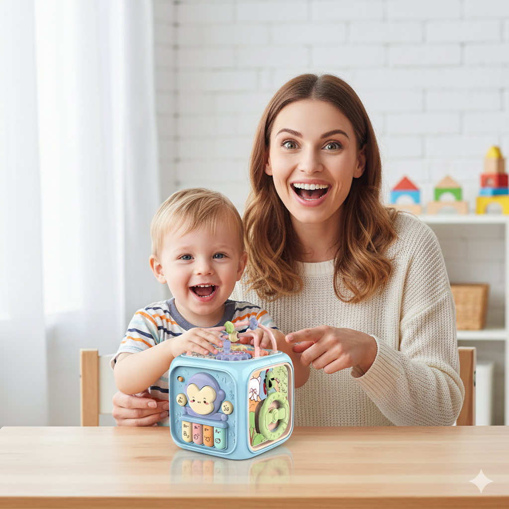 7-in-1 Montessori Activity Cube – Interactive Early Learning & Sensory Development Toy