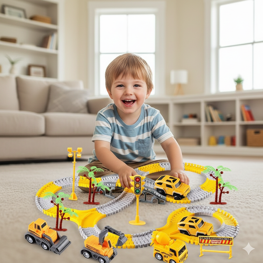 Build-Racer | Flexible Tracks & Mini Construction Vehicle Playset