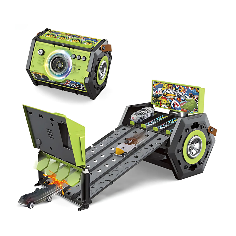 Travel Racing Track - Portable Racing Set with Lights & Music