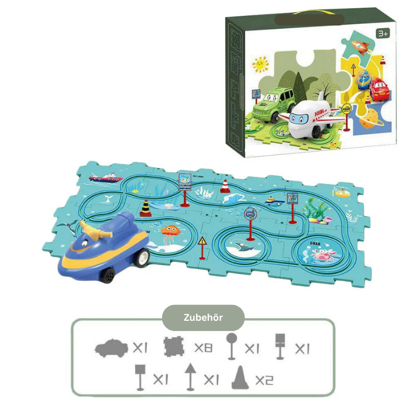 Montessori Railway Puzzle Set – Colourful Train Learning & Construction Toy