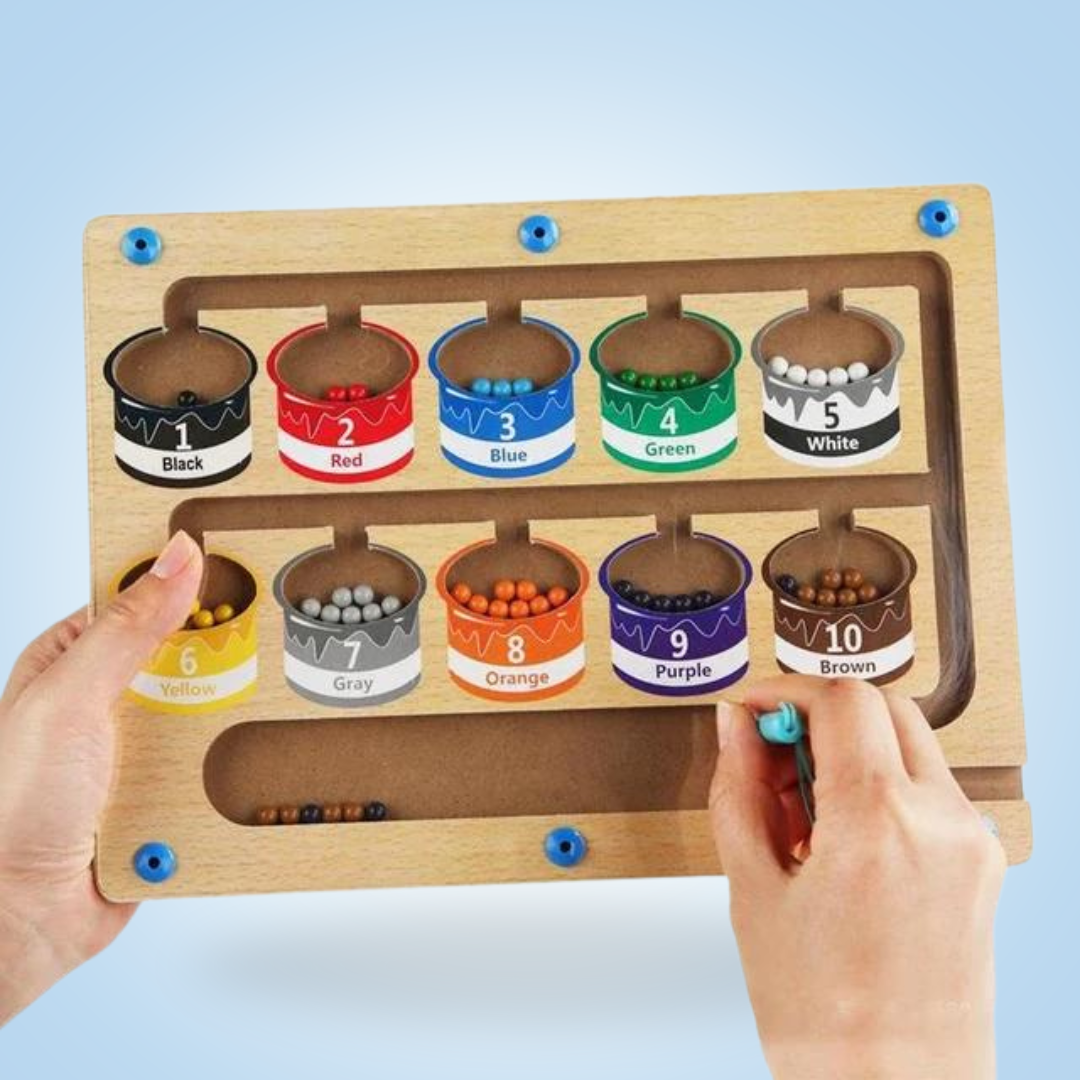 Montessori Magnetic Maze Board – Educational Colour & Number Learning Game