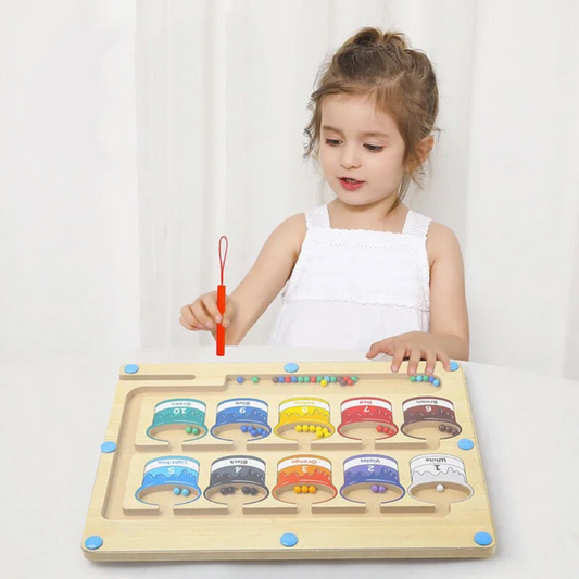 Montessori Magnetic Maze Board – Educational Colour & Number Learning Game