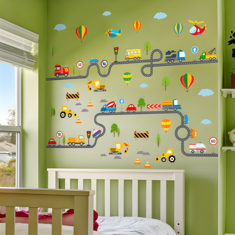 Little Roads Wall Stickers – Watercolour Car Adventure Decals for Kids’ Rooms