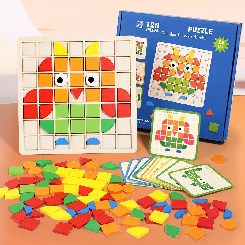 Puzzle Garden – Montessori Wooden Shape & Colour Learning Puzzle Set