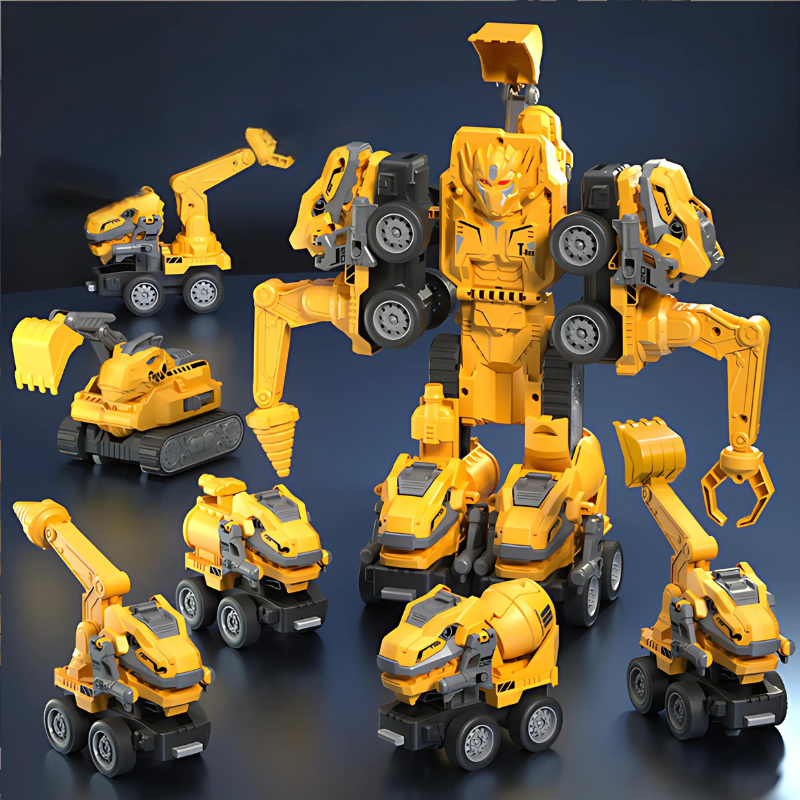Robot-Bau – 5-in-1 Transforming Construction Robot Set with Grip-Control Wheels