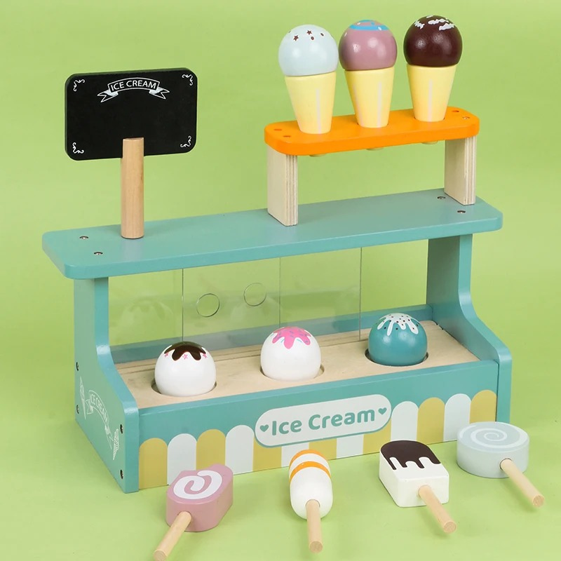 Ice Artist – Montessori Wooden Ice Cream Stand Play Set for Creative Role Play