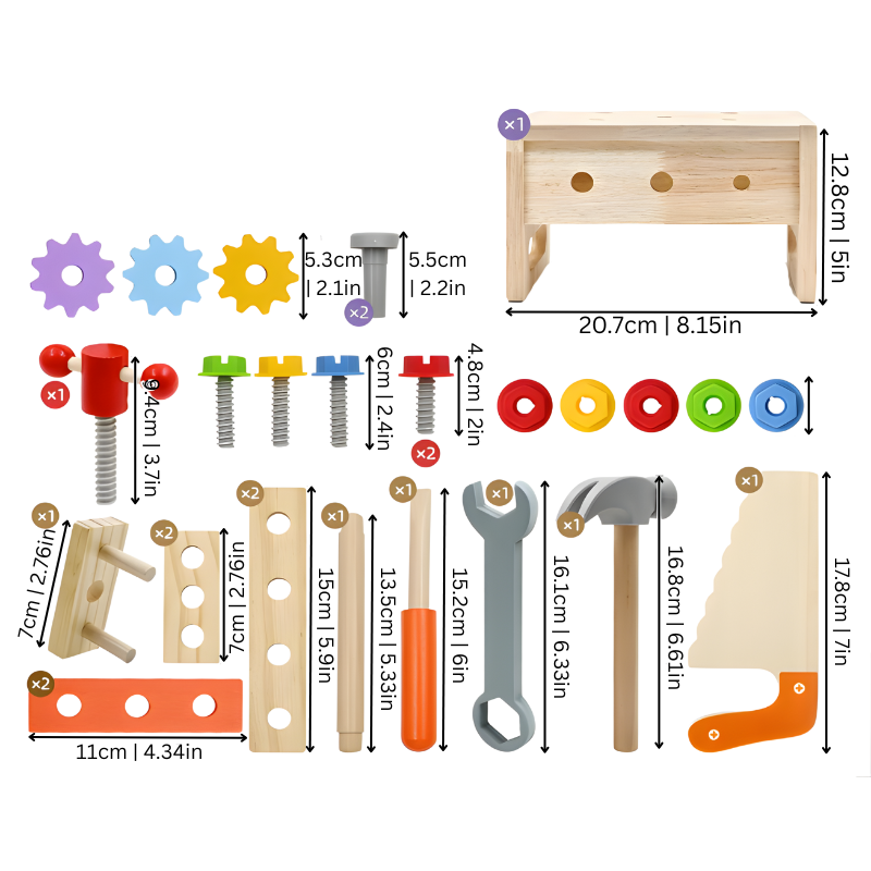 Wooden Tool Set for Creative Little Builders