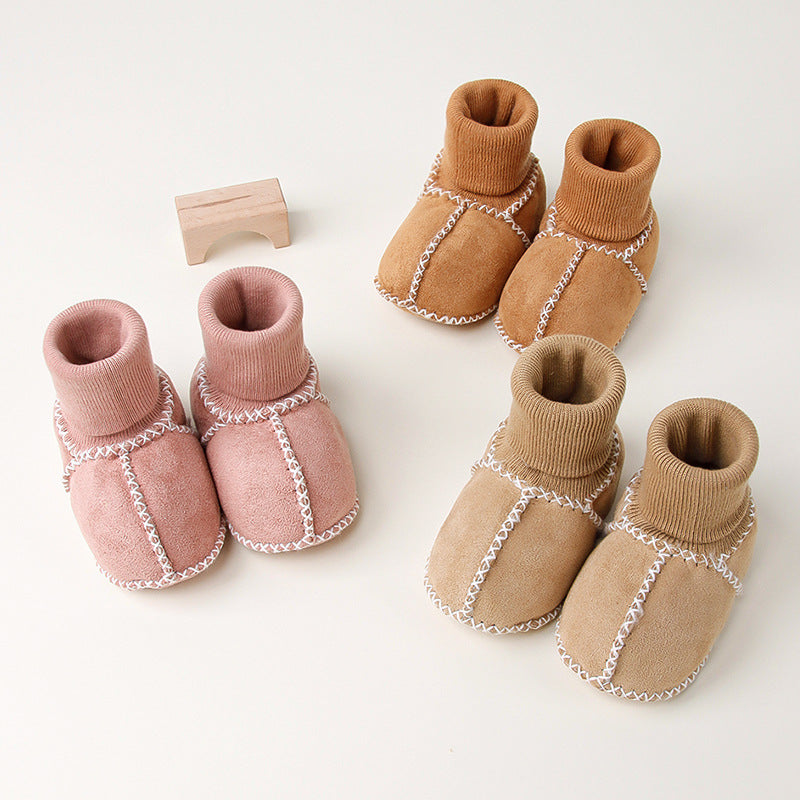 Warm Little Steps – Fleece-Lined Baby Winter Sock Shoes (Suede Look)