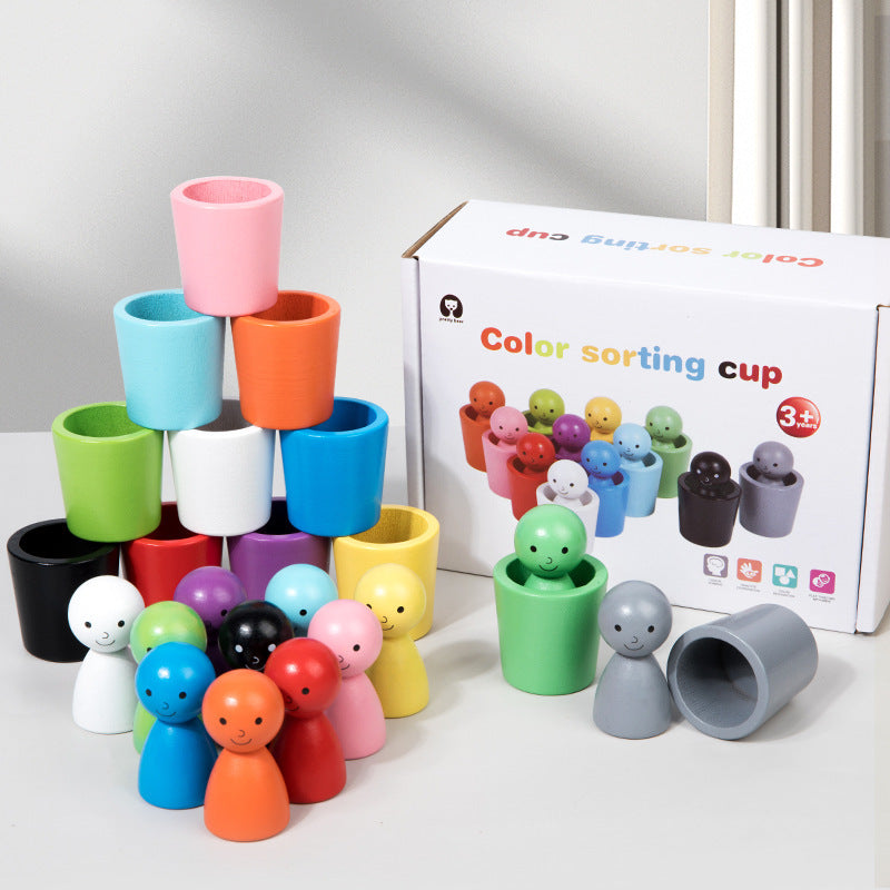 Montessori Colour Sorting Cups Wooden Learning Game – Early Learning Made Fun